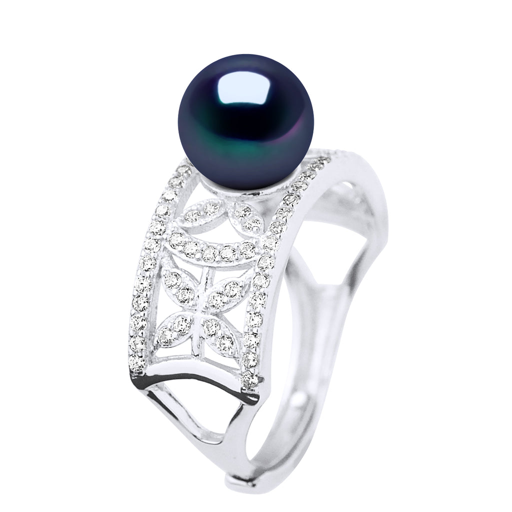 Bague Joaillerie - Véritable Perle De Culture D'Eau Douce Ronde 8-9 Mm