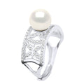 Bague Joaillerie - Véritable Perle De Culture D'Eau Douce Ronde 8-9 Mm