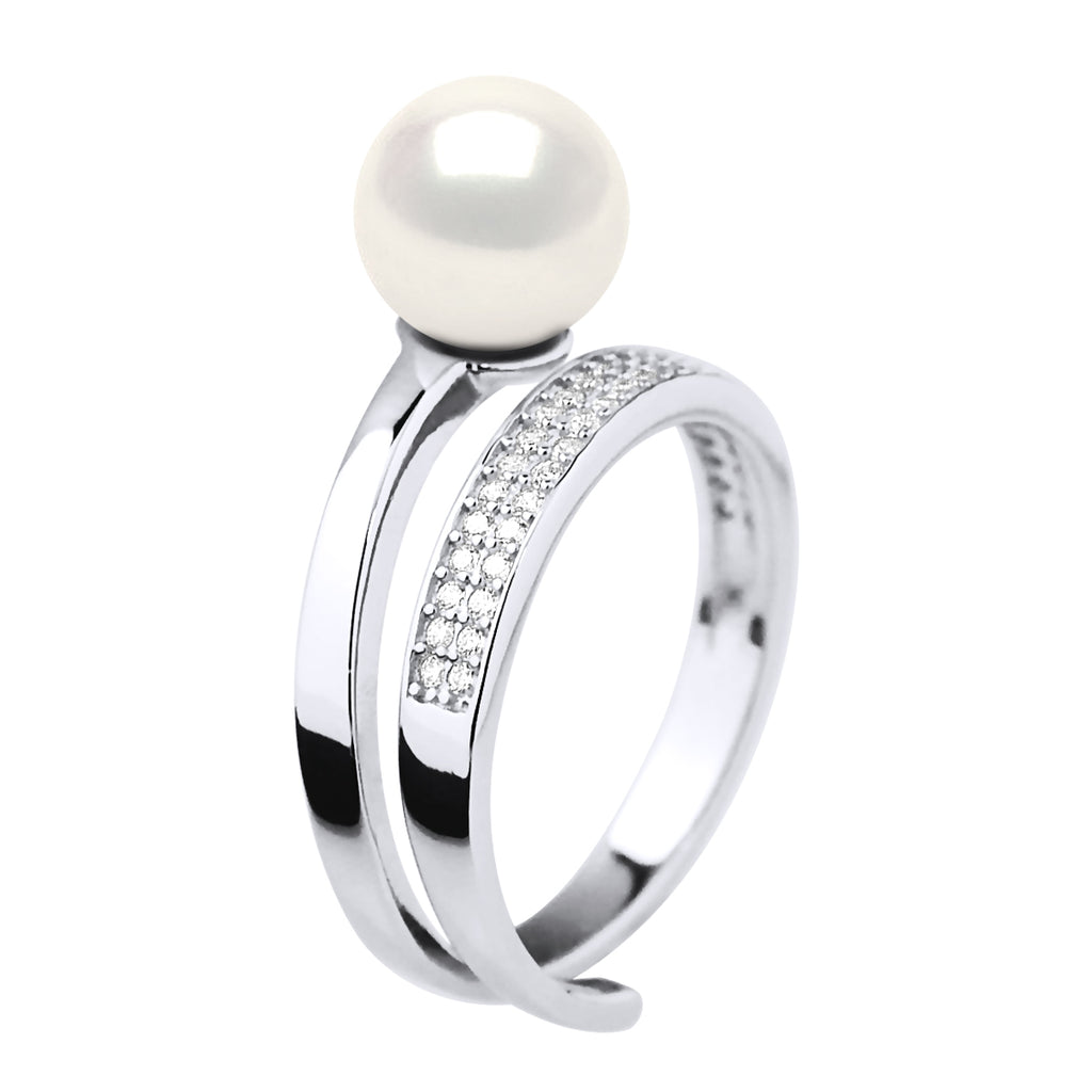 Bague Joaillerie Perle Ronde 8-9 Mm - Argent 925 - Portofino