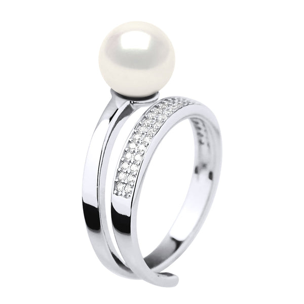 Bague Joaillerie Perle Ronde 8-9 Mm - Argent 925 - Portofino