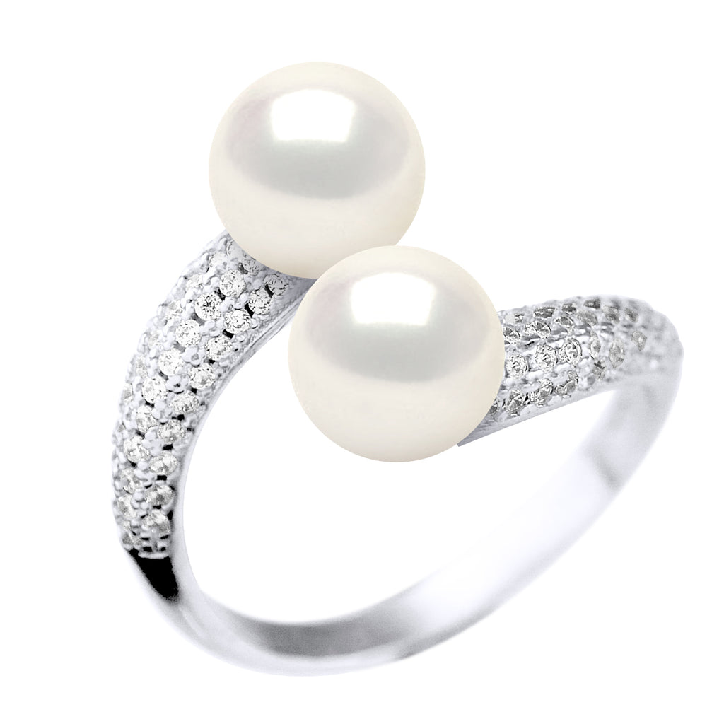 Bague Joaillerie Toi Et Moi Perles Rondes 8-9 Mm - Argent 925 - La Napoule