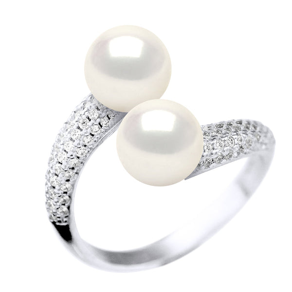 Bague Joaillerie Toi Et Moi Perles Rondes 8-9 Mm - Argent 925 - La Napoule