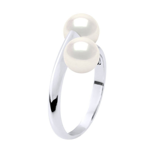 Bague Toi & Moi - Perles Rondes 6-7 Mm - Jonc Argent 925 - Pellegrin