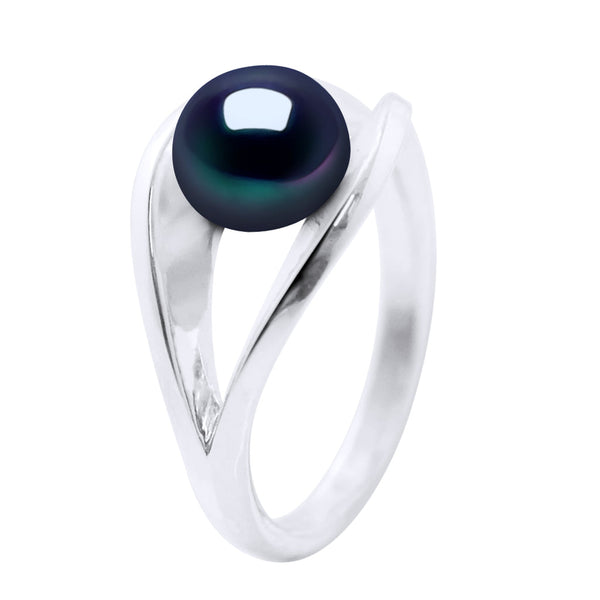Bagues Jonc Perle Ronde 8-9 Mm - Plusieurs Coloris - Argent 925 - Dombourg