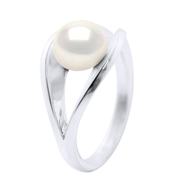 Bagues Jonc Perle Ronde 8-9 Mm - Plusieurs Coloris - Argent 925 - Dombourg