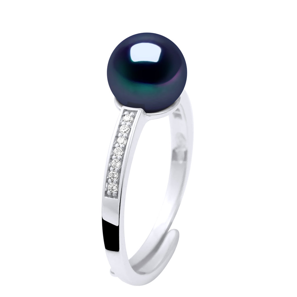Bague Joaillerie - Véritable Perle De Culture D'Eau Douce Ronde 7-8 Mm