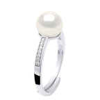 Bague Joaillerie - Véritable Perle De Culture D'Eau Douce Ronde 7-8 Mm