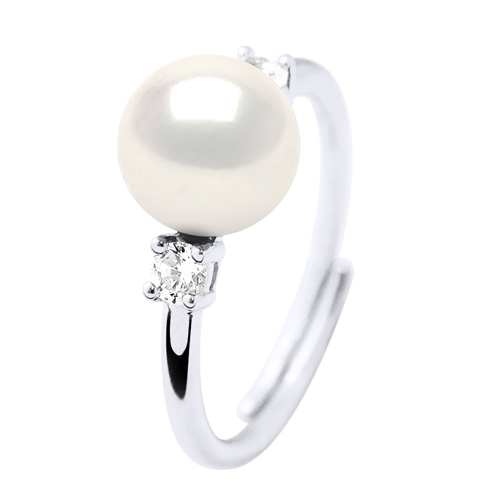 Bague Perle Ronde 7-8 Mm - Jonc Joaillerie Argent 925 - Auteuil