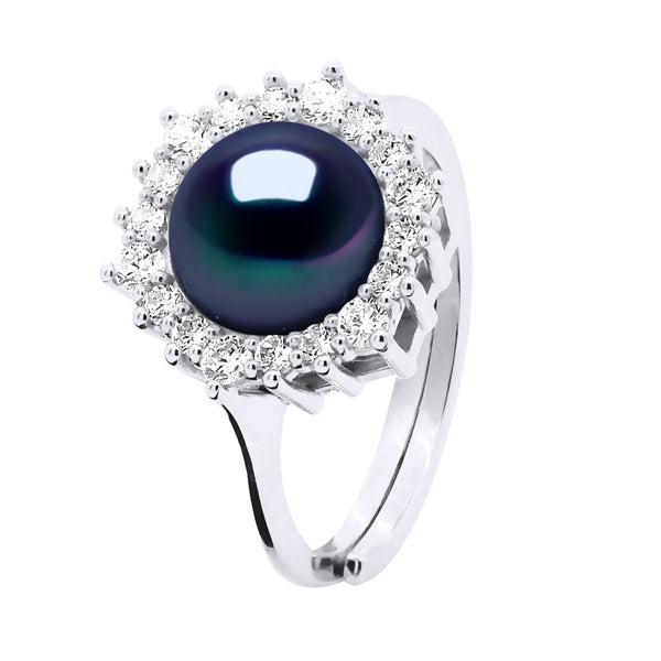 Bague Joaillerie Perle Ronde 8-9 Mm - Plusieurs Coloris - Argent 925 - Perros