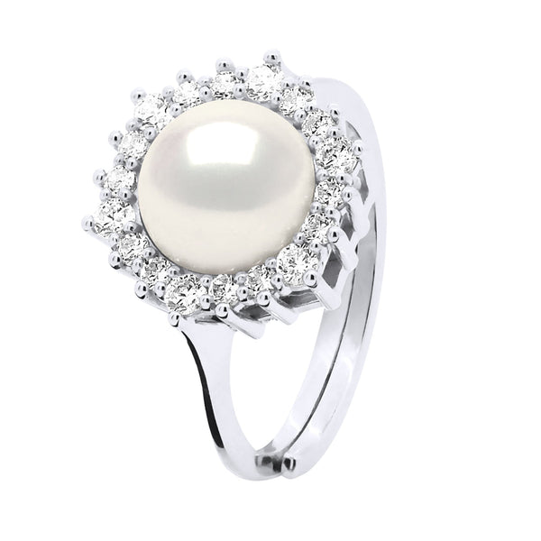 Bague Joaillerie Perle Ronde 8-9 Mm - Plusieurs Coloris - Argent 925 - Perros