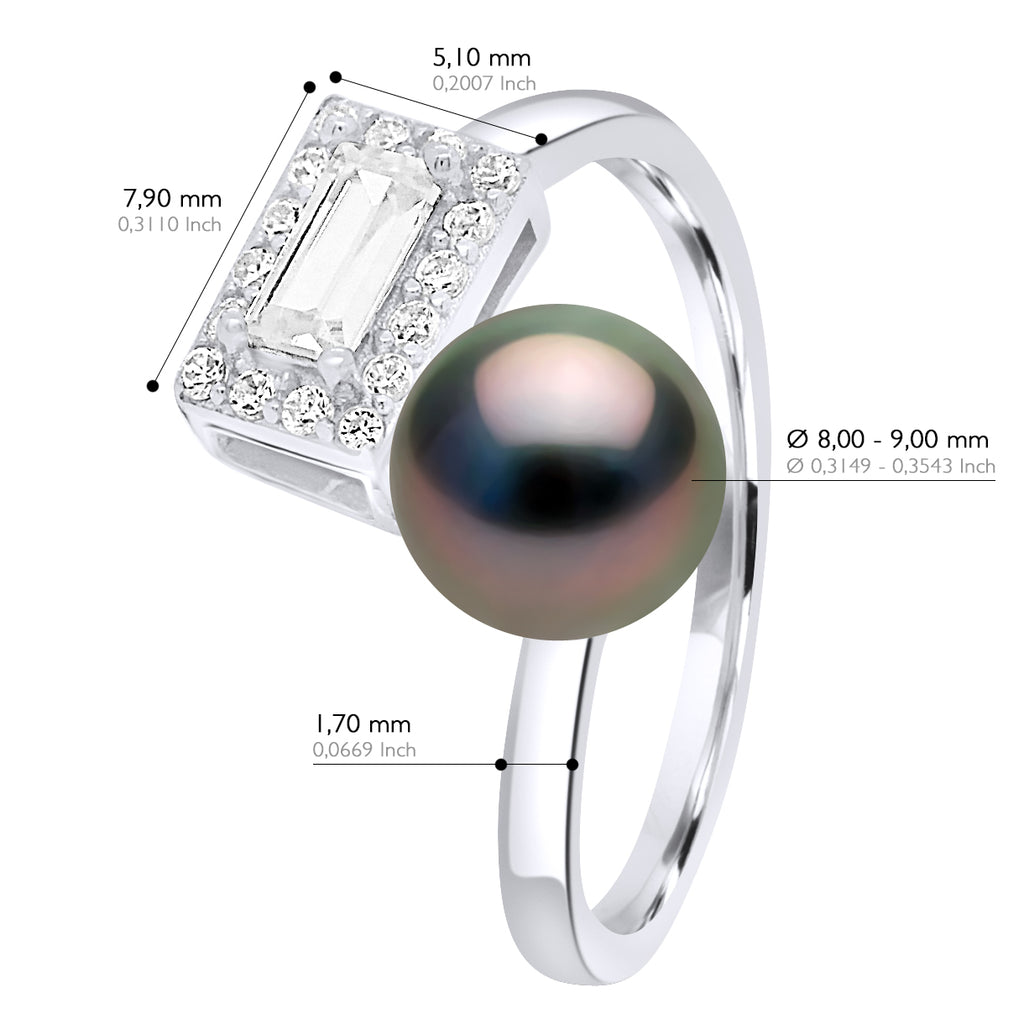 Bague Joaillerie Perle De Tahiti Ronde 8-9 Mm - Argent 925 - Ripunova