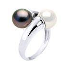 Bague Toi & Moi Prestige 2 Perles Rondes 8-9 Mm - Argent 925 - Hatu Paka