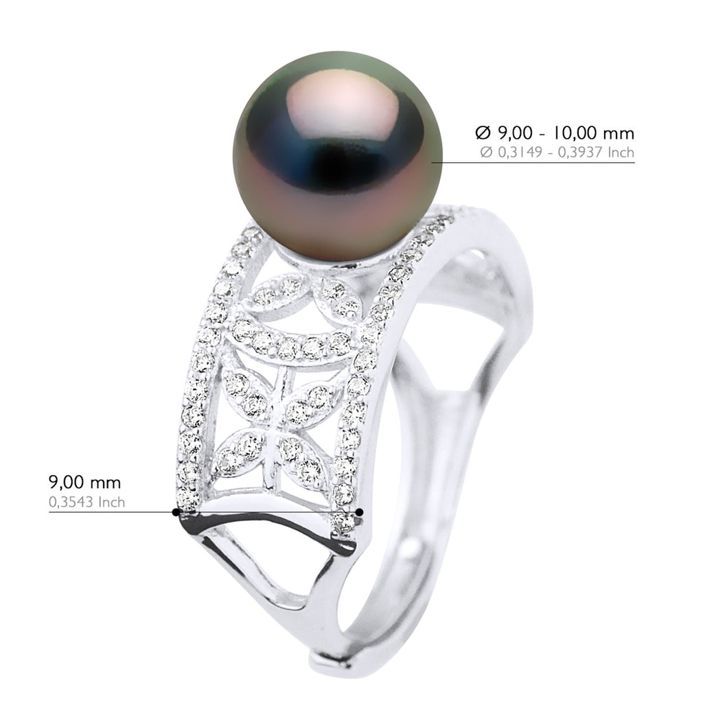Bague Joaillerie Perle De Tahiti Ronde 8-9 Mm - Argent 925 - Kalina
