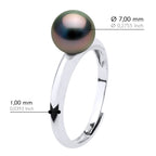 Bague Jonc Bombé Perle De Tahiti 7-8 Mm - Argent 925 - Huahine