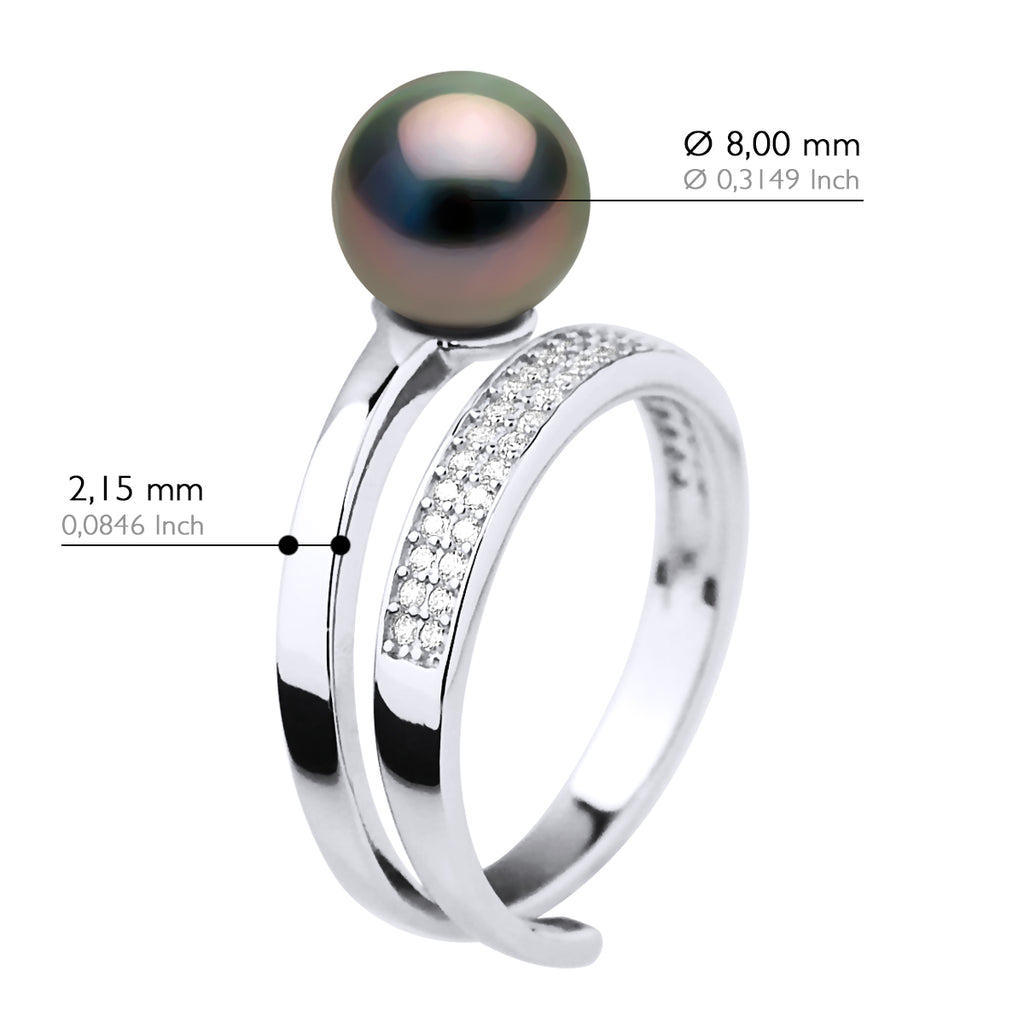 Bague Joaillerie Perle De Tahiti Ronde 8-9 Mm - Argent 925 - Kupango