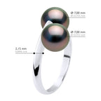 Bague Toi & Moi 2 Perles De Tahiti Rondes 7-8 Mm - Argent 925 - Hatu Iti