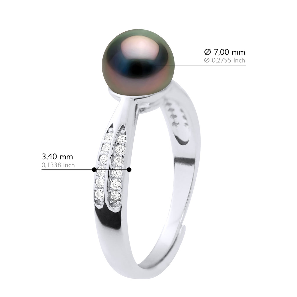 Bague Joaillerie Perle De Tahiti Ronde 7-8 Mm - Argent 925 - Anakama