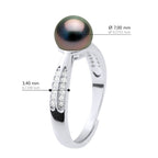 Bague Joaillerie Perle De Tahiti Ronde 7-8 Mm - Argent 925 - Anakama