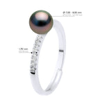 Bague Joaillerie - Véritable Perle De Culture De Tahiti Ronde 7-8 Mm