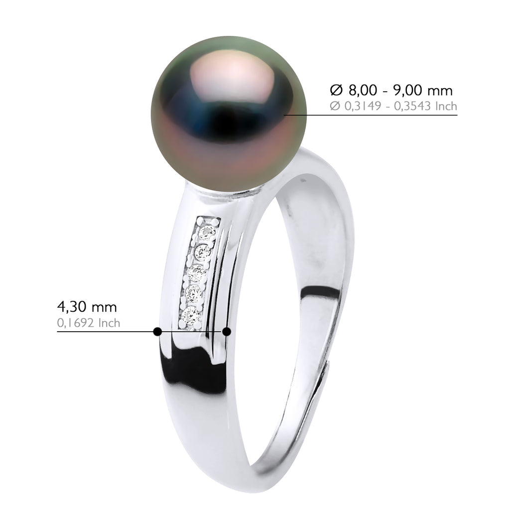 Bague Joaillerie Perle De Tahiti Ronde 8-9 Mm - Argent 925 - Mapeka