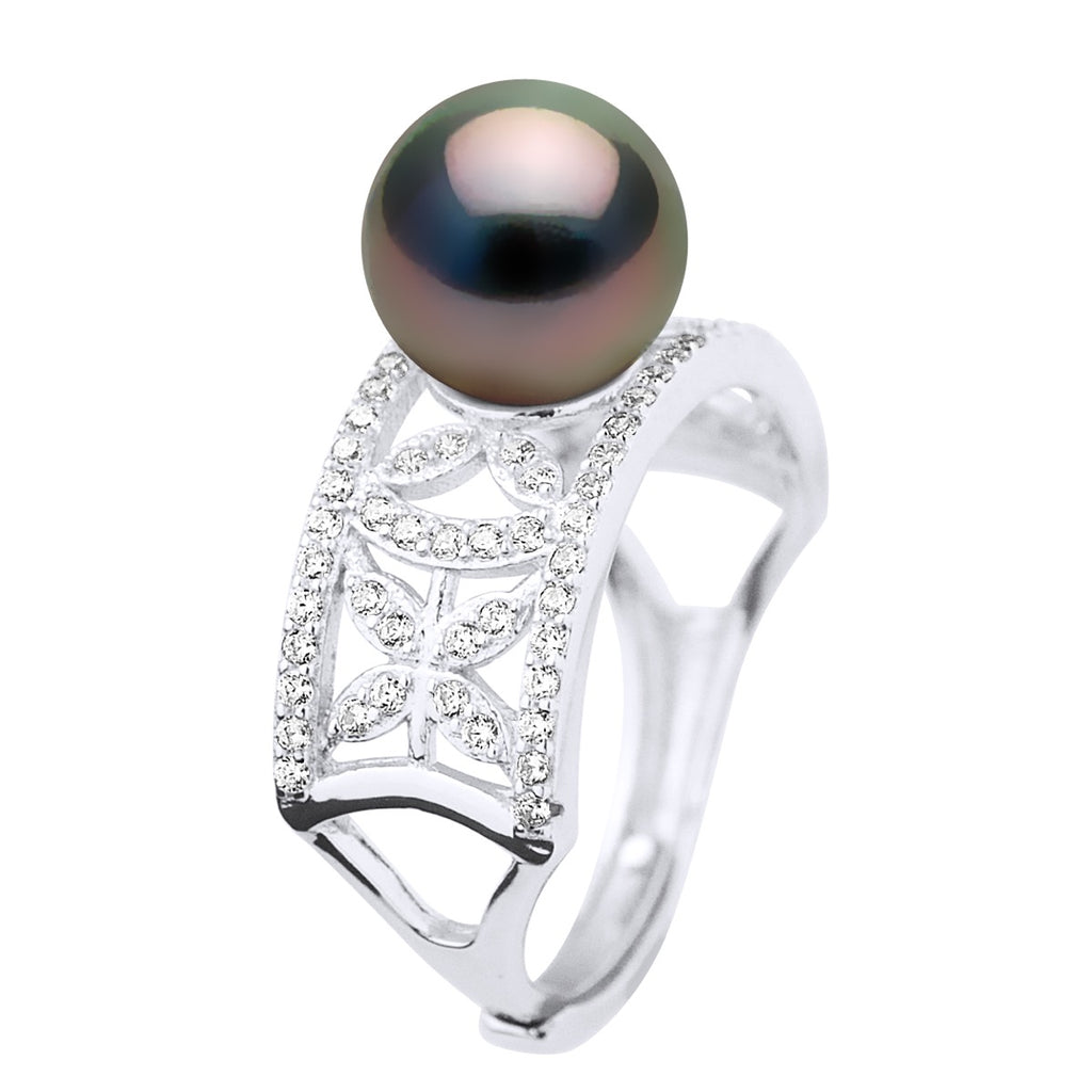 Bague Joaillerie Perle De Tahiti Ronde 8-9 Mm - Argent 925 - Kalina