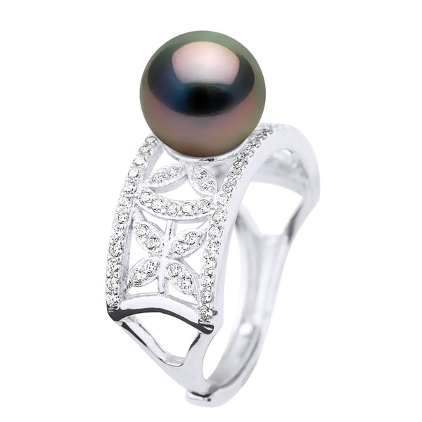 Bague Joaillerie Perle De Tahiti Ronde 8-9 Mm - Argent 925 - Kalina