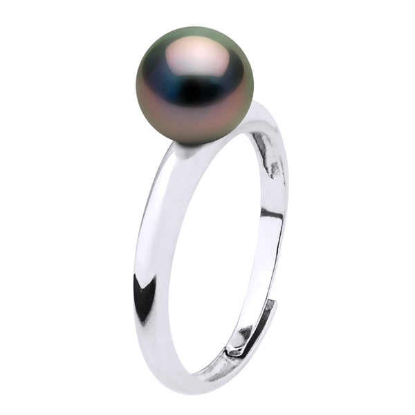 Bague Jonc Bombé Perle De Tahiti 7-8 Mm - Argent 925 - Huahine