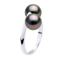Bague Toi & Moi 2 Perles De Tahiti Rondes 7-8 Mm - Argent 925 - Hatu Iti
