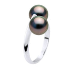 Bague Toi & Moi 2 Perles De Tahiti Rondes 7-8 Mm - Argent 925 - Hatu Iti