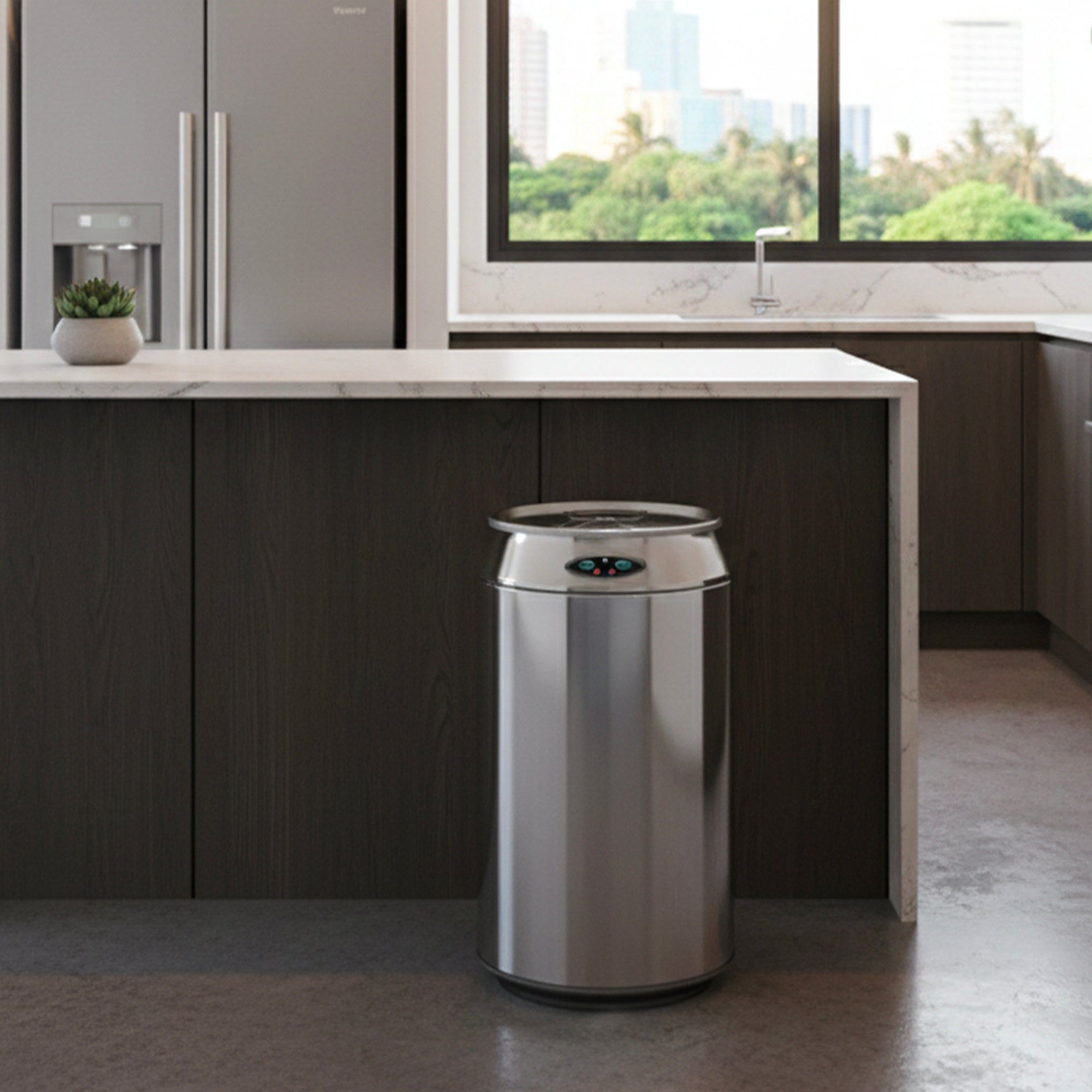 Poubelle Automatique Inox Canette Can - 30L - Argent