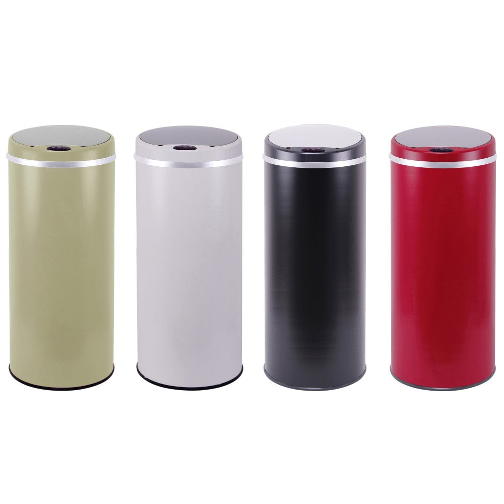Poubelle de cuisine automatique 42L SOHO Taupe mat en acier INOX avec cerclage - REDDECO.com