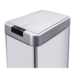 Poubelle de cuisine automatique 60L SILVERLAKE en acier Inox avec cerclage Ouverture papillon grande capacité - REDDECO.com
