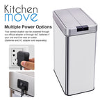 Poubelle de cuisine automatique 90L SILVERLAKE en acier Inox avec cerclage Ouverture papillon grande capacité - REDDECO.com