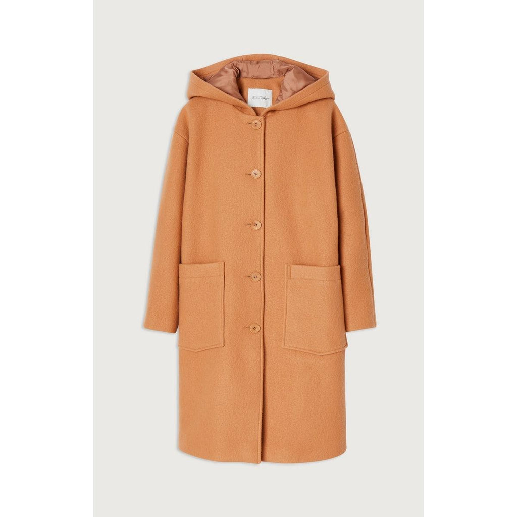 Manteau Mi-Long Manches Longues Capuche - Noisetier - Femme