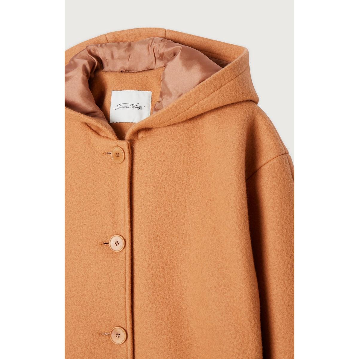 Manteau Mi-Long Manches Longues Capuche - Noisetier - Femme