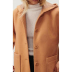 Manteau Mi-Long Manches Longues Capuche - Noisetier - Femme