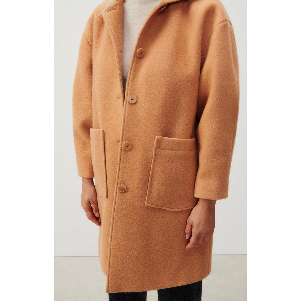 Manteau Mi-Long Manches Longues Capuche - Noisetier - Femme