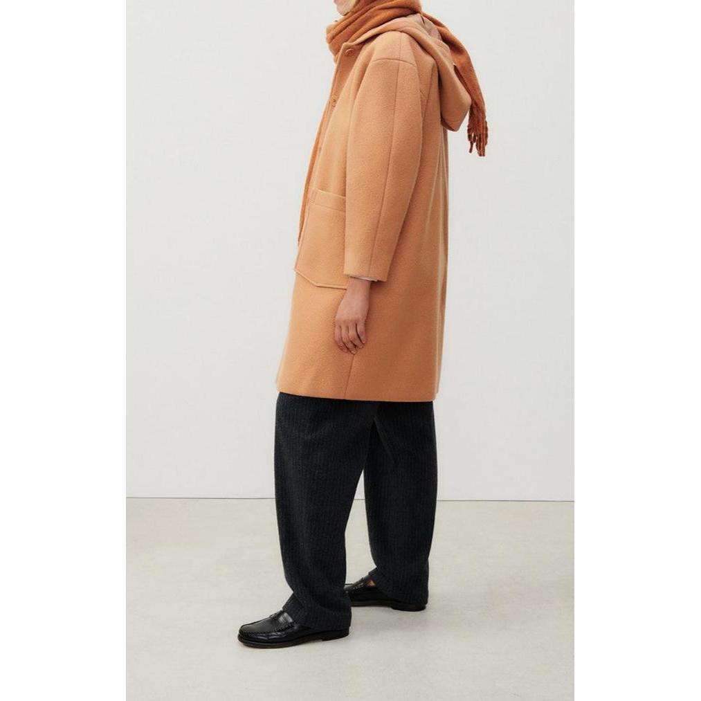 Manteau Mi-Long Manches Longues Capuche - Noisetier - Femme