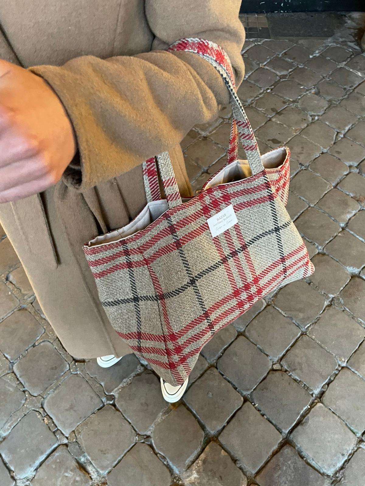 Cabas - Tartan Pion - Rouge