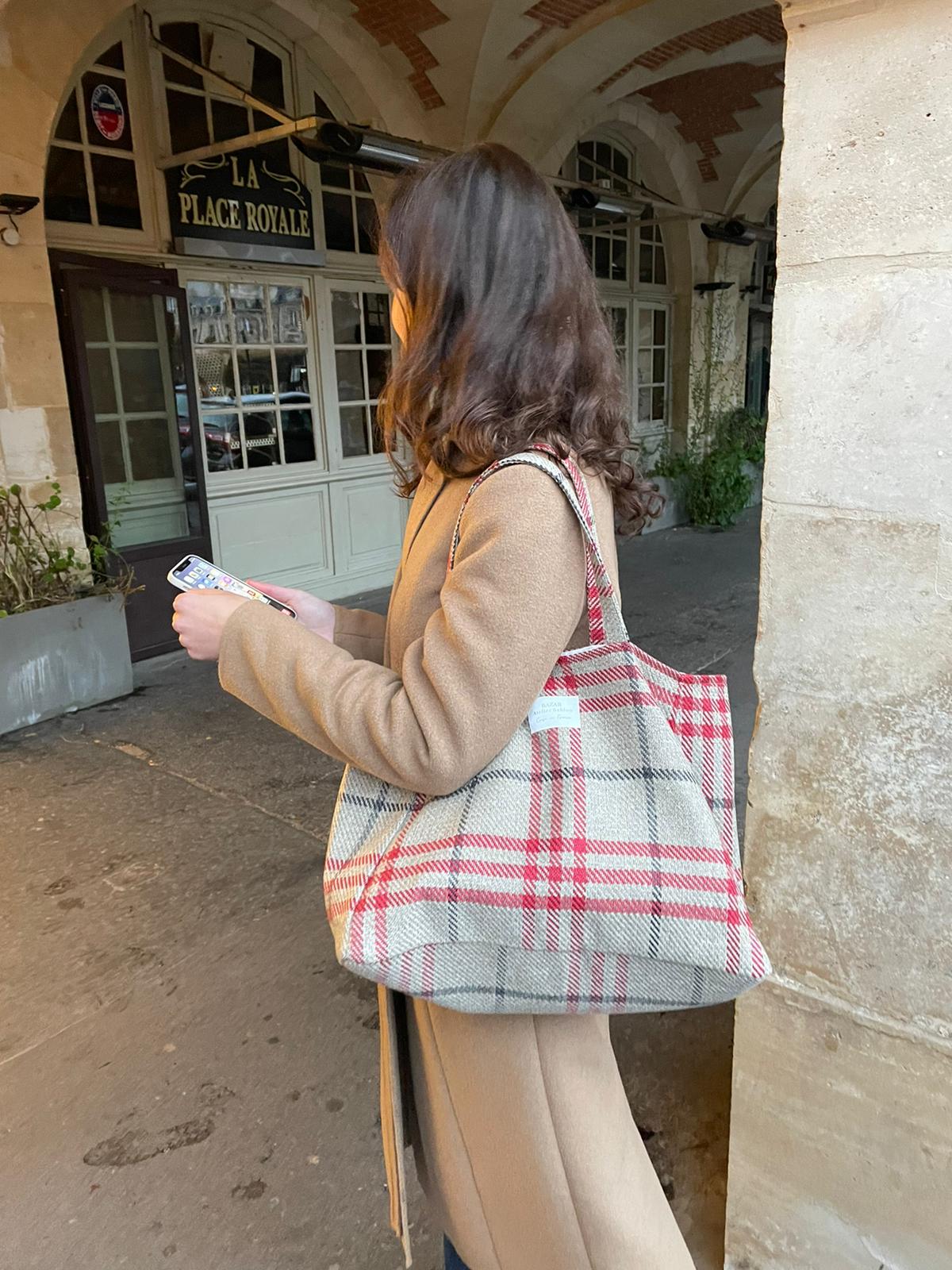 Cabas - Tartan Pion - Rouge