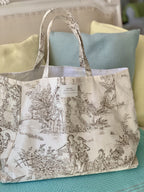 CABAS TOILE DE JOUY MOKA / CABAS MADE IN FRANCE