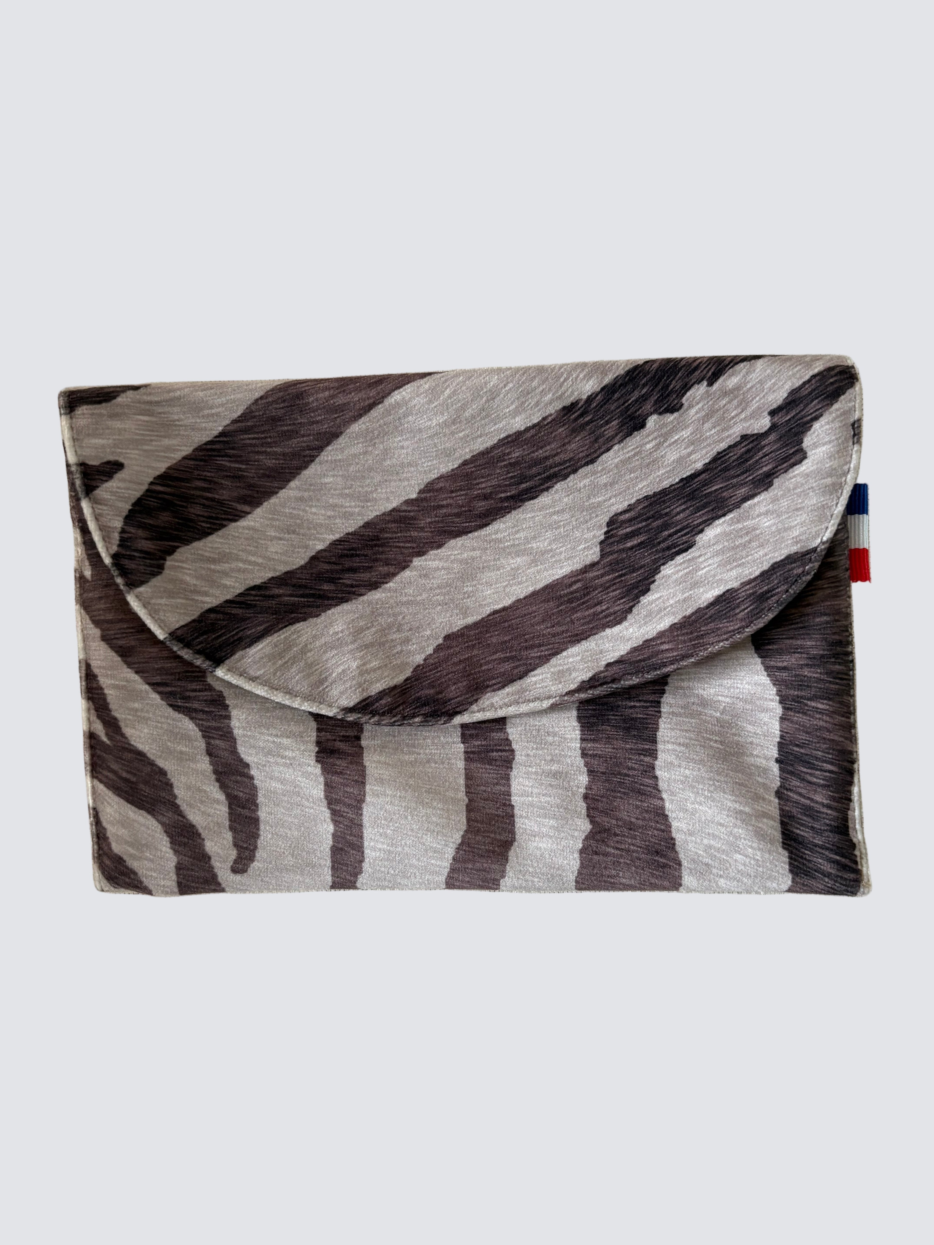 Pochette Enveloppe - Pile Poil Zèbre - Marron