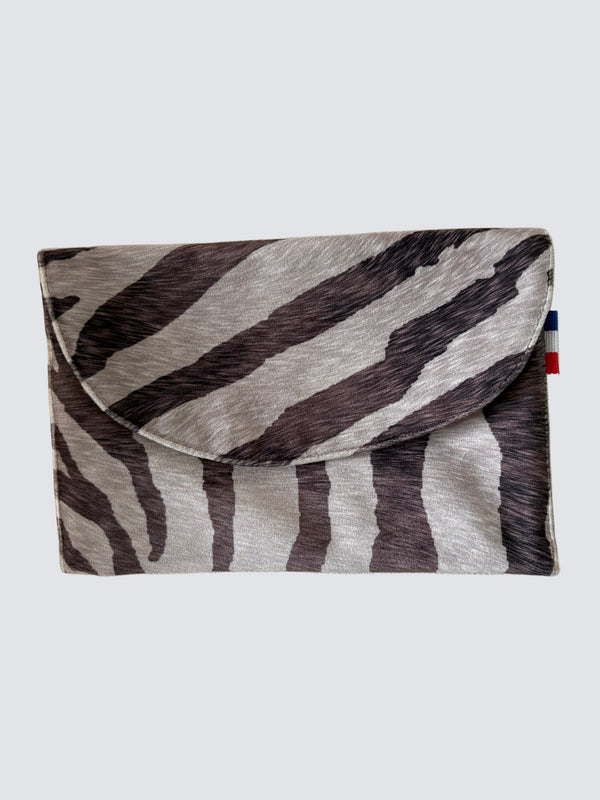 Pochette Enveloppe - Pile Poil Zèbre - Marron