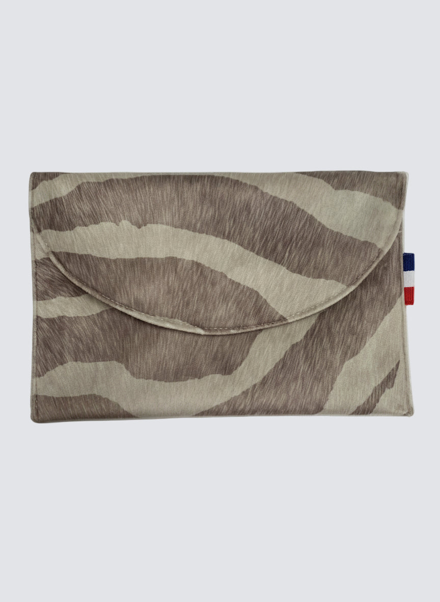 Pochette Enveloppe - Pile Poil Zèbre - Beige