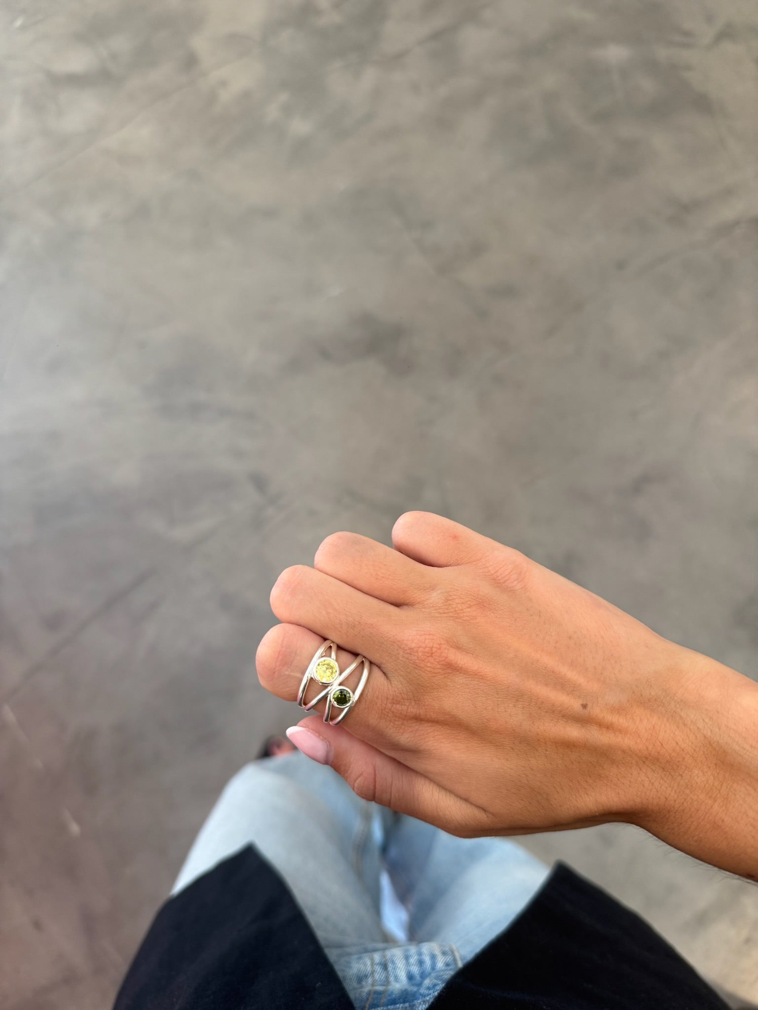 Bague Love Verde Plata