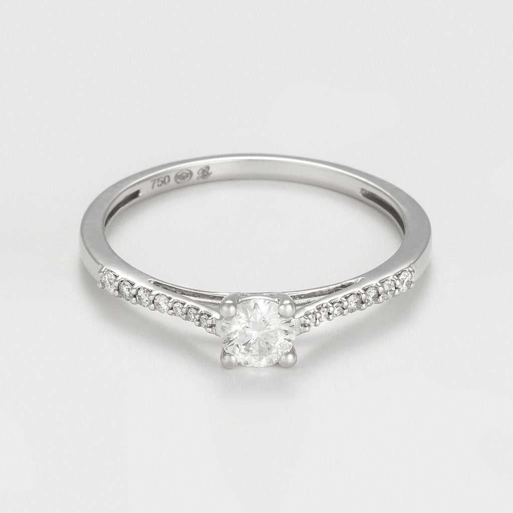 Bague "Dis-Moi Oui" - Diamant :0,25Ct/1+ 0,07Ct/14 - Or Blanc