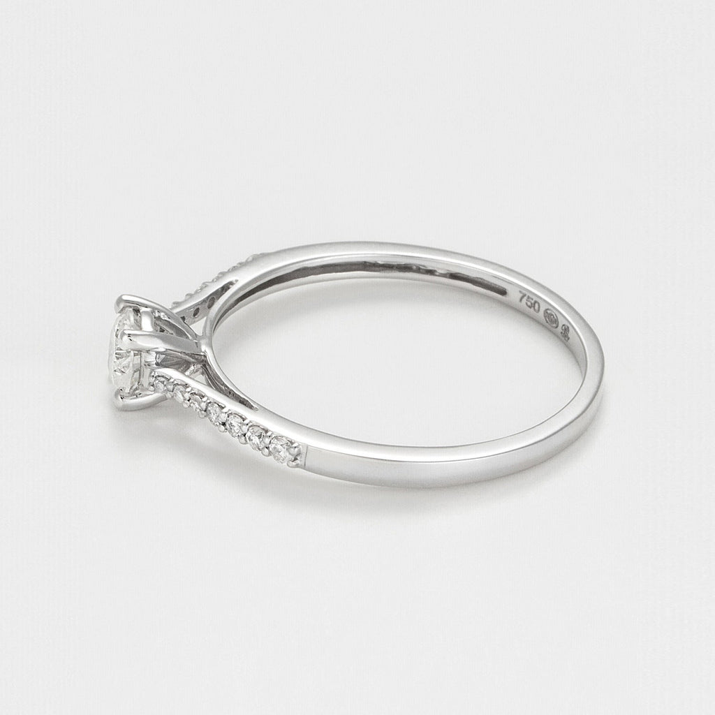 Bague "Dis-Moi Oui" Diamant :0,25Ct/1+ 0,07Ct/14 - Or Blanc 750/1000
