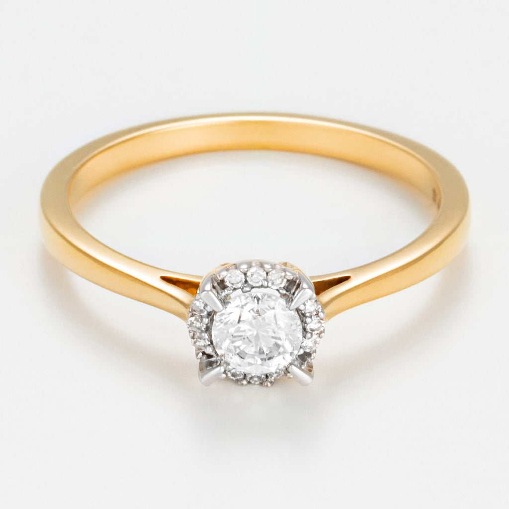 Bague "Amoureuse 0,33" Diamant: 0,30Ct/1+0,03 Ct/12 - Or Jaune