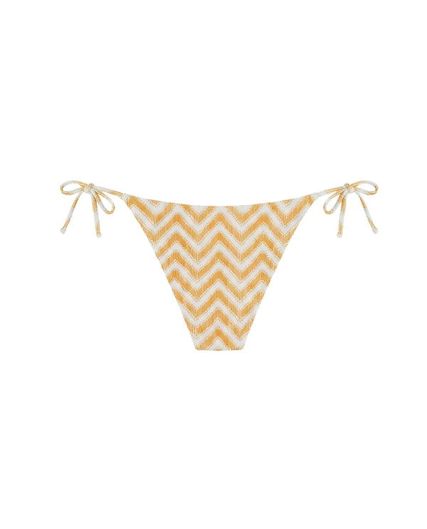 Bas Bikini Nœud Mi-Haute Zigzag - Jaune