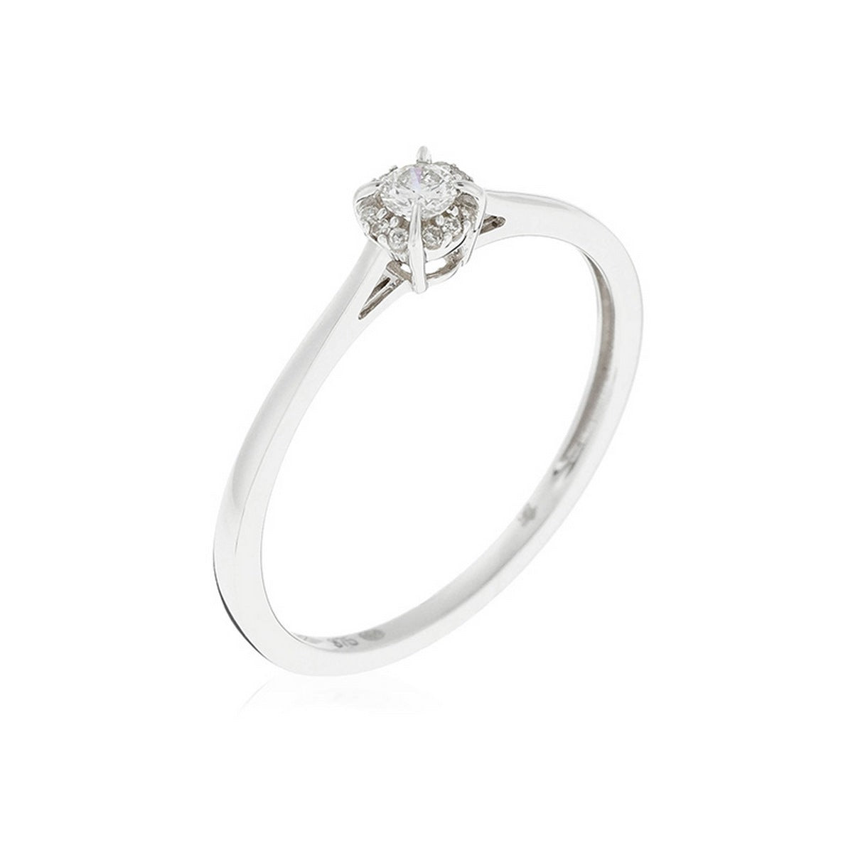 Bague "Amoureuse 0,10" Diamant Centre 0,08Ct/1 +0,02Ct/12